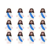 12/48Pcs Mini Jesus Figurine PVC Savior Jesus Figure Model Statue Sculpture Desktop Decoration Easter Ornament Christmas Festival Gift Blue 12pcs