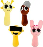 4 PCS Sprunki Plush Toy, Sprunki Plushies, Horror Game Plushies & Stuffed Animal Pillow, Soft Stuffed Figuer Doll for Kids Adults, Collectible Stuffed Toy Set for Girls and Boys (Color B)