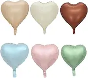 Cream-Colored Heart Balloons Cream White Pink Mint Blue Brown Apricot Coffee Heart Shape Foil Balloons Decoration for Birthday Wedding Bridal Shower Anniversary Engagement Party Supplies (18 Inch, 6)