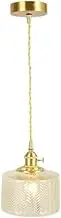Green French Style Copper Art Pendant Lights Transparent Glass Lampshade Pendent Lamp(Transparent)