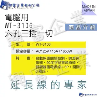 【興富】【BI030400】威電牌電腦用延長線WT-3106-15(15尺/4.5M)【超取5條】台灣製造安全便利有保障