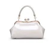 Womens Vegan Leather Handbag Tote Bag Shoulder Bag White