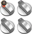 4-Pack Silver Universal Cooker Hob Knobs for Gas Stove, Oven, Cooktop, Range Con