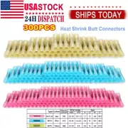 300pcs 22-10AWG Heat Shrink Butt Wire Splice Connectors Seal Crimp Terminals USA