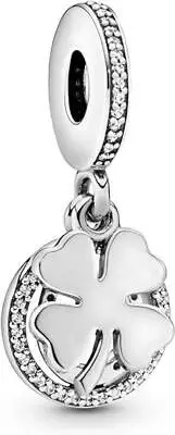 Pandora 792089CZ Lucky Four-Leaf Clover Dangle Charm - Sterling Silver with Clea