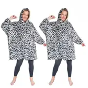 Hotto Premium Oversized Cuddle Hoodie Silver Leopard Skin - 2 PACK