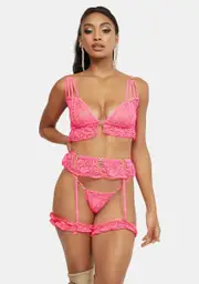 Oh So Sweet 4-Piece Garter Lingerie Set