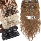 WAVY Double Weft 100% Remy Human Hair Extensions Clip In Full Head Extra Thick A