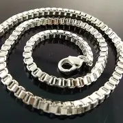 Necklace Chain Real 925 Sterling Silver Filled Solid Statement Box Link Design