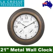 La Crosse 21" (53.4cm) Indoor/Outdoor Metal Wall Clock w/ Temperature & Humidity