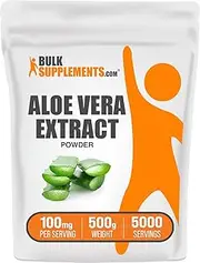 BulkSupplements.com Aloe Vera Extract Powder - Aloe Vera Supplement, Aloe Vera Powder - Herbal Supplement, Pure & Gluten Free, 100mg per Serving, 500g (1.1 lbs) (Pack of 1)