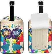 [OdDdot] Left and Right Brain Advantage Print Luggage Tags for Suitcase,Travel Cruise Luggage Tag, with Privacy Flap Name ID Labels