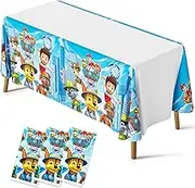 Table Cloth Party, 3Pack 180 * 108cm Dog Table Cloth Party for Boys Waterproof Cartoon Party Tablecloth Rectangular Plastic Birthday Table Cover for Kids Party Decorations