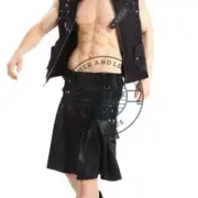 Handmade Black Leather Kilt for Men – Stylish, and Perfect for Any Occasion