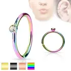 Pair CZ Set Ear Piercing Tragus Rook Snug Helix Daith Nose Hoop IP Rings 20G