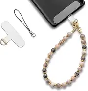 MORSUNBELA Universal Phone Chain Short Phone Chain Hand Wrist Strap Lanyard Cell Phone Charm Phone Women's Chain Beads Zebra Pink Phone Chain