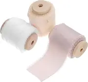 HAPINARY 3 Rolls Soft Decorative Fringe Ribbons for Bouquets Present Wrapping and Crafts for Spring Showers Weddings and DIY Projects