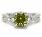 2CT Peridot & Topaz 925 Solid Sterling Silver Ring Jewelry Sz 7