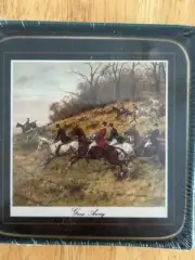 6 Cloverleaf Coasters Equestrian Hunting Scenes NEW