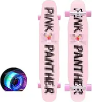 Sports Longboard Skateboard, 47" 7-Layer Hard Rock Maple Pen Ink Pattern Colored Sand Flashing Wheel Professional Dance Board Longboard Suitable for Beginners Adults