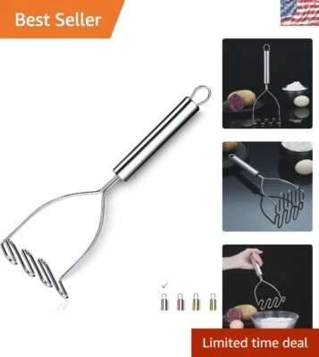 Premium Stainless Steel Potato Masher - Dishwasher Safe with Mirror Polish