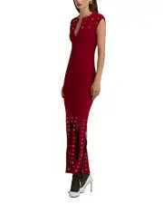 St. John Embellished Eyelet Sleeveless Dress