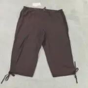 Eileen Fisher Pants Womens XL Brown Linen Handkerchief Wide Leg Capri Lagenlook