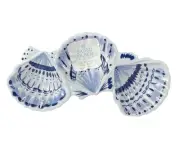 Sigrid Olsen Melamine Clam Shell Dip Sauce Relish Tray Blue & White 12.5" NEW