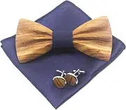 [Cyriacus] Wooden Bow Tie Set Men's Wooden Bow Tie Set for Wedding Performances Prom Gift