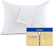 100% Cotton Pillow Protectors with Zipper Queen Size, White Pillow Cases for Home & Hotel, Sateen Soft Cooling Hidden Zippered Pillow Case Protector for Hair & Skin, 20x30 in, 1 Pack
