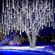 Christmas Lights Outdoor, Maszere 10 Tubes Meteor Shower Lights LED Snow Falling Icicle Cascading Lights for Xmas Tree Wedding Decoration Party, Plug in, White