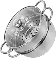 PRETYZOOM Steamer Pot for Cooking: 2-Tier Stainless Steel Steamer Pot Soup Pot Stockpot Steam Pot Food Steamer for Seafood Cooking Vegetables