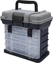 ANKROYU Portable 4 Layers Big Fishing Tackle Box Durable Plastic Handle Carp Fishing Case Tools for Anglers Camping Outdoor Fishing Gear Grey 27x17x26cm