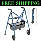 Compact Folding Walker for Seniors - Lightweight, Adjustable with Locking Wheels