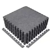 Cap Gym Floor Tile 24"Lx24"W Carpet Interlocking Non-Slip Mat Home Gray Non-Slip