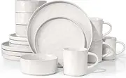 [HaWare] Dinnerware Sets, 16-Piece Stoneware Plates and Bowls Set, Elegant Ceramic Dish Set for 4, Chip and Scratch Resistant, Microwave and Dishwasher Safe, Speckled White