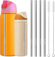 4-Pcs Metal Straws Reusable Compatible Owala water bottle 24 oz 32 oz with 2 Straw Cleaner, Steel Replacement Straws Parts, Reduce Straw Replacement