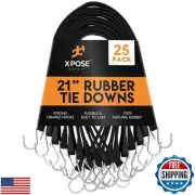 Rubber Bungee Cords with Hooks 25 Pack 21 Inch (32” Max Stretch) Heavy-Duty B