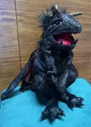 Folkmanis Full Body Black Dragon Hand Puppet 24” Expanding 29" Wing Span - NWOT