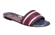 Christian Dior Dway Animals Pink Blue White Logo Slide Mule Flat Sandal 36