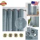 Luxurious Light-Filtering Boho Blue Curtain Panels, 84'' x 52'' Grommet Style