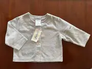 New with Tag 2000 ~ Jacadi Baby Girl Cardigan Sweater ~ Gray & Pink ~ 12 m