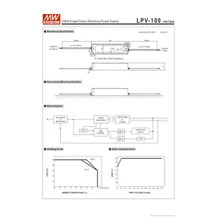 明緯 MW 防水電源供應器 LPV-100-12 12V 8.5A IP67~HM工業自動化