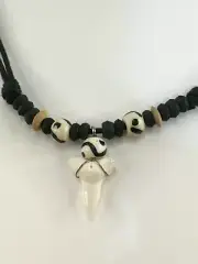 Men Boy Beautiful Real Shark Tooth Necklace Beaded Halloween Choker Gift For Kid