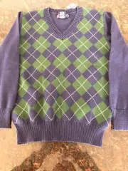 NWT Boys CHAPS Argyle Plaid Blue Green Sweater size 7 Reg $40