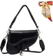 [Camilife] Saddle Bag for Women Crossbody Bags for Women Trendy Vintage 90s Retro Small Handbags with Zipper Pu leather Cross Body Bag