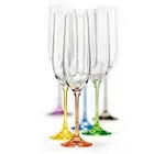 Elegant and Modern Viola Rainbow Design Champagne Flute Glass - 6 oz Glasses