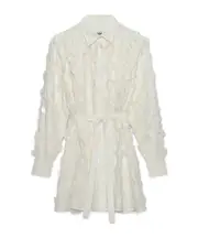 MSGM Embroidered Mini Poplin Shirt Dress IT42 white