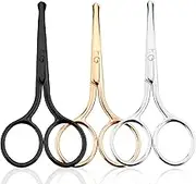 Small Scissors, 3 Pcs Eyebrow Scissors Professional Grooming Nose Hair Scissors Round Tip Design Eyebrow Trimming Stainless Steel Facial Hair Scissors for Men