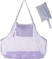 Leberna Mesh Beach Bag Extra Large Beach Bags and Totes Tote Backpack Toys Towels Sand Away For Holding Beach Toys Market Grocery Picnic Tote (Purple)
